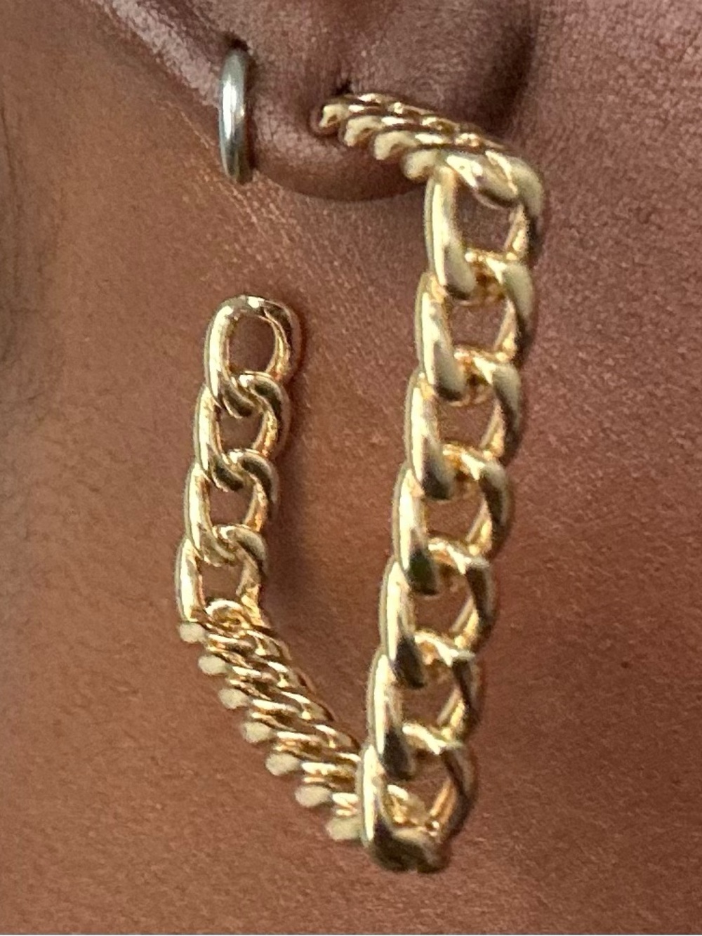 Gold Chain Cuff Hoop Earring - Women Jewelry